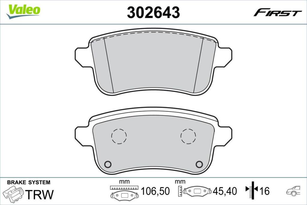 Jeu de 4 plaquettes de frein VALEO 302643